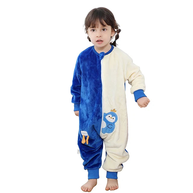Warm Flannel Kids Sleepsack Pyjamas with Cute Cartoon Animal Prints