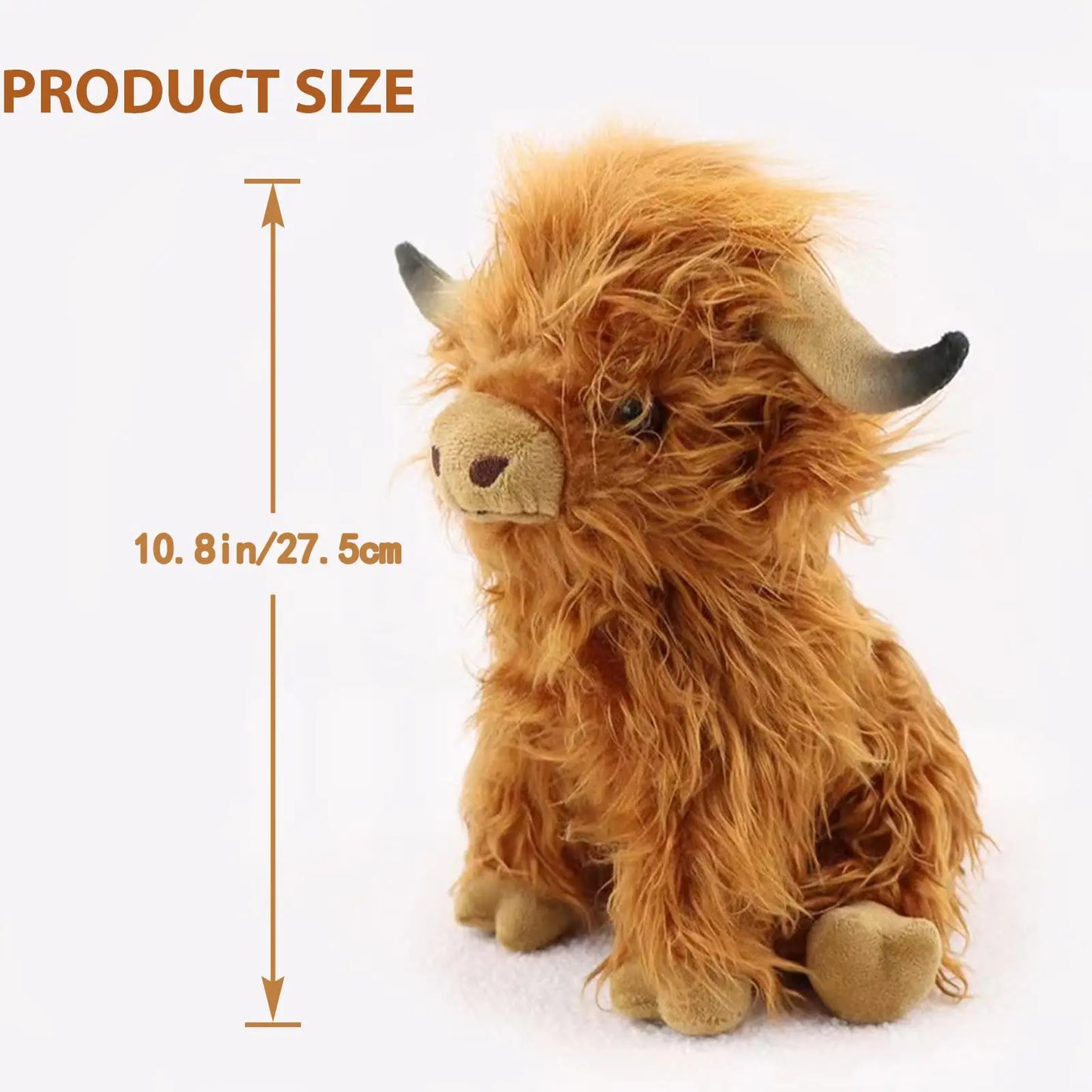 Highland Cow Plush Toy - 25cm Soft Stuffed Farm Animal for Kids