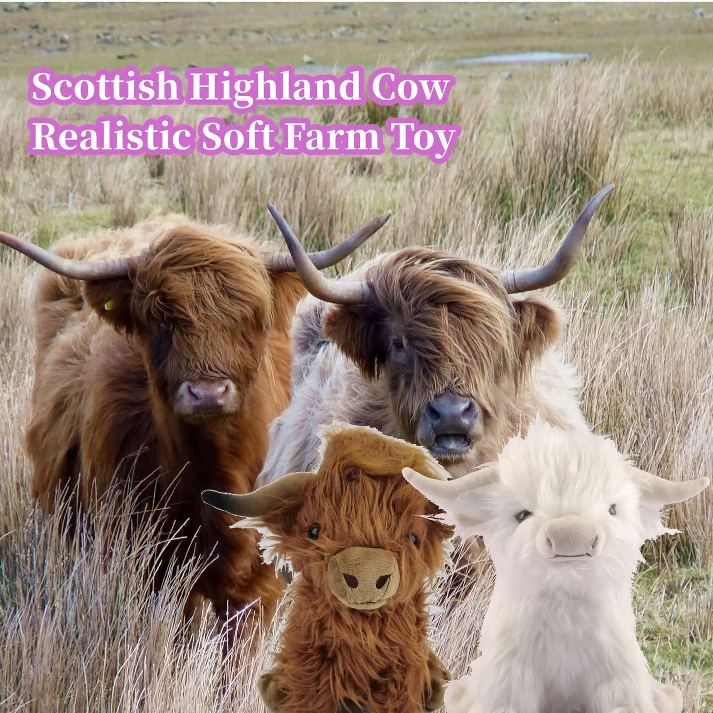 Highland Cow Plush Toy - 25cm Soft Stuffed Farm Animal for Kids