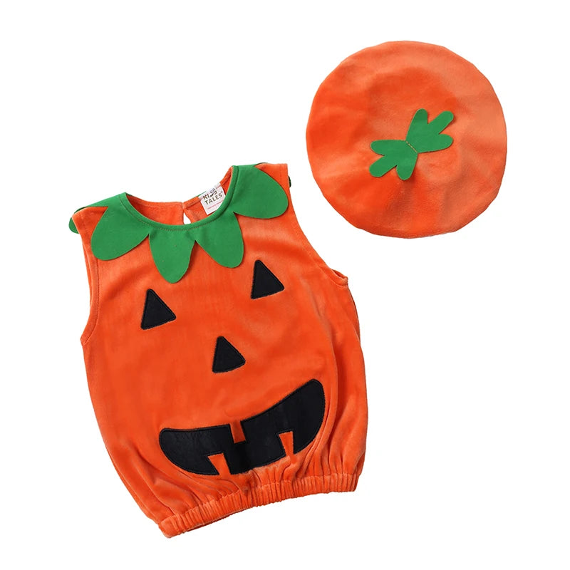 Baby Pumpkin Halloween Costume - Infant Pumpkin Romper Outfit & Dress-Up Set