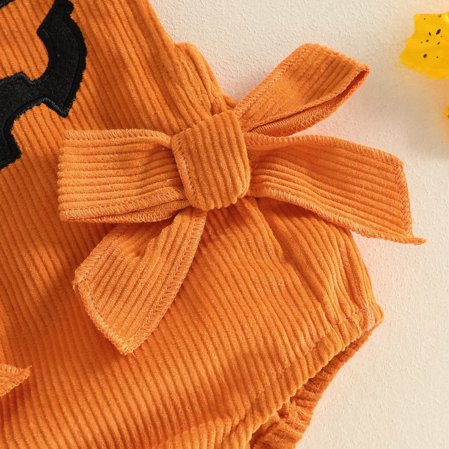 Baby Pumpkin Romper Outfit - Halloween Bodysuit Set with Bow Headband