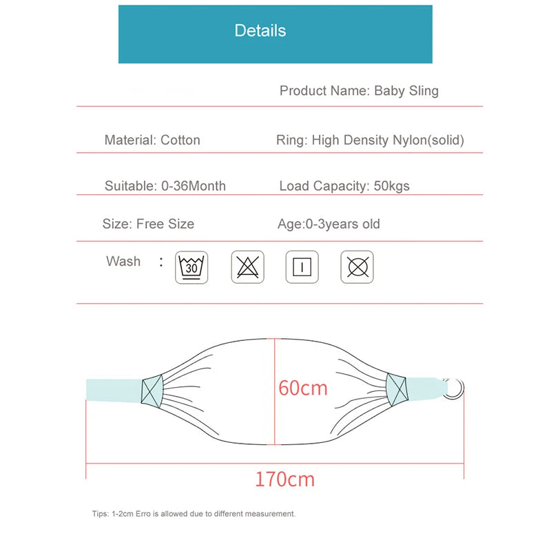 Adjustable Baby Wrap Carrier & Nursing Cover – Soft Breathable Sling (0–36 Months)