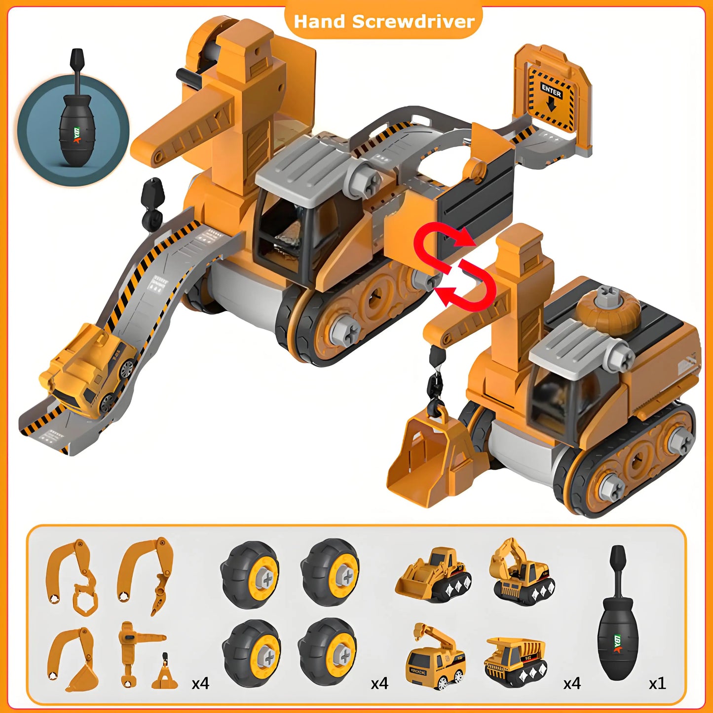 Kids DIY Engineering Vehicle with Electric Drill Toy Set