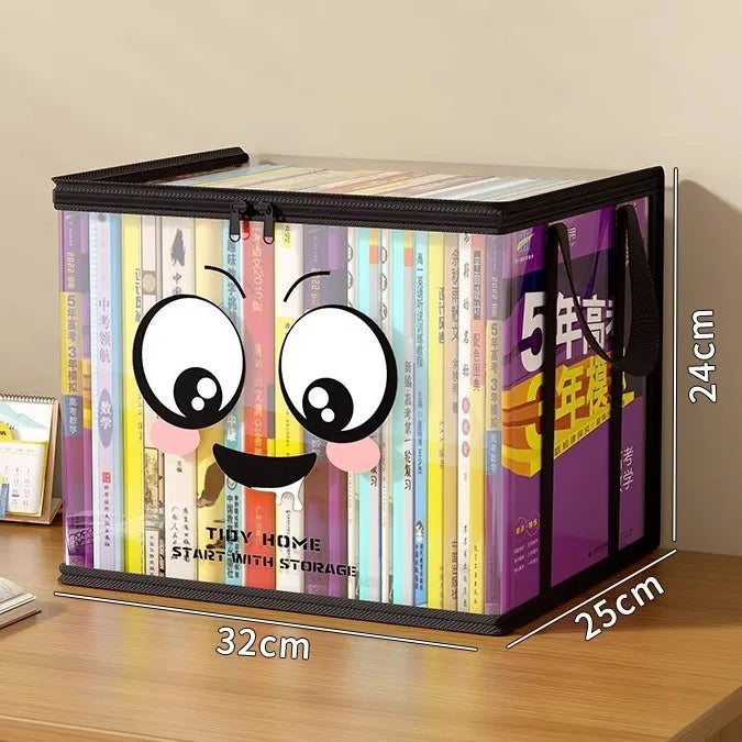 Clear Book Storage Box with Handles