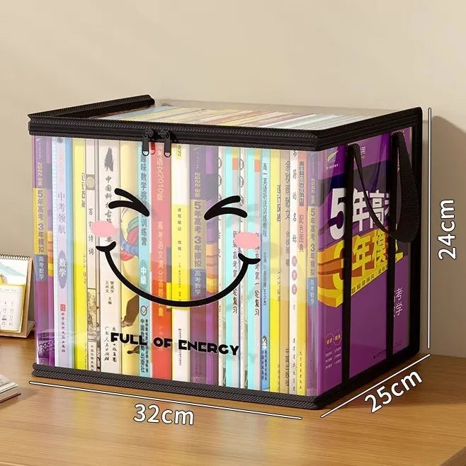 Clear Book Storage Box with Handles