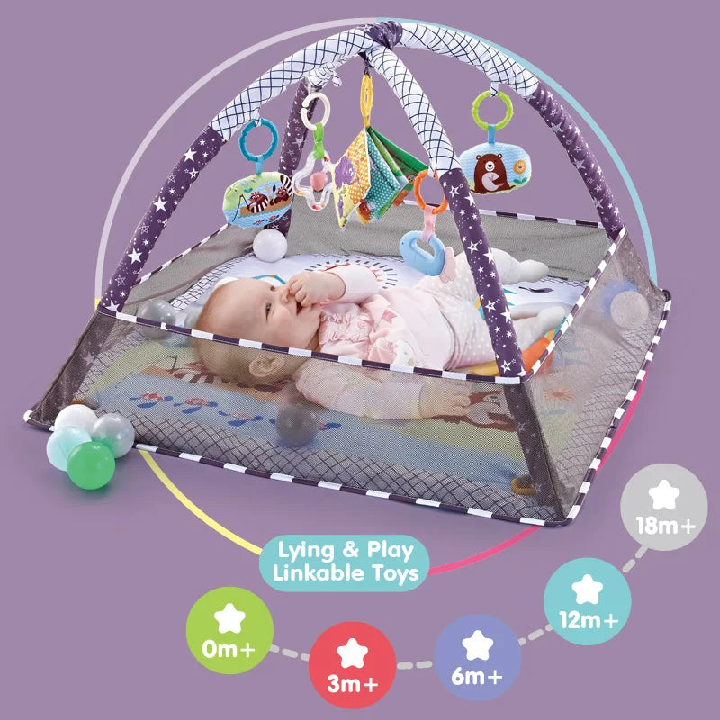 Deluxe Baby Play Gym with Hanging Toys and Soft Activity Mat