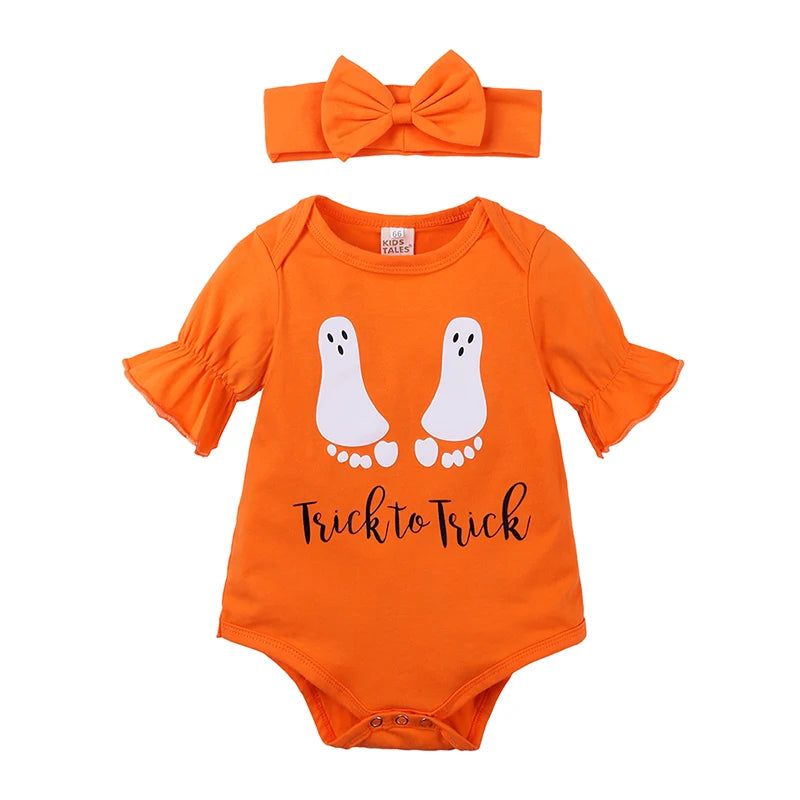 Baby Pumpkin Halloween Costume - Infant Pumpkin Romper Outfit & Dress-Up Set