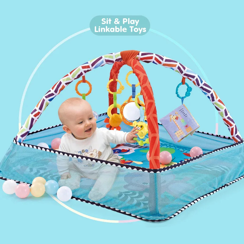 Deluxe Baby Play Gym with Hanging Toys and Soft Activity Mat
