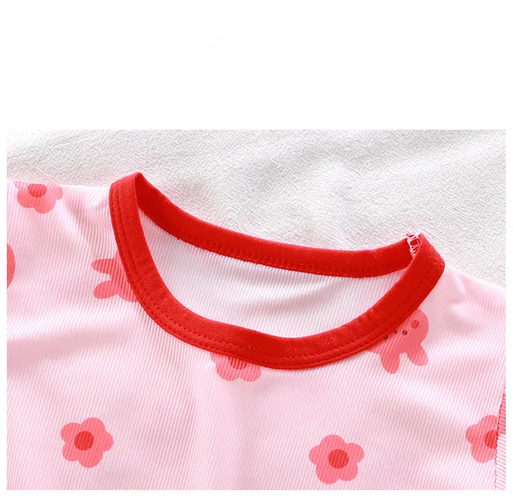 Short Sleeve Kids Pyjama Set with Cute Cartoon Prints