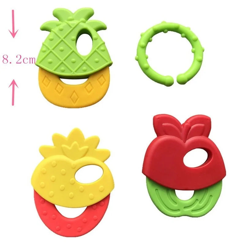 Fruit Silicone Baby Teether Toy Set