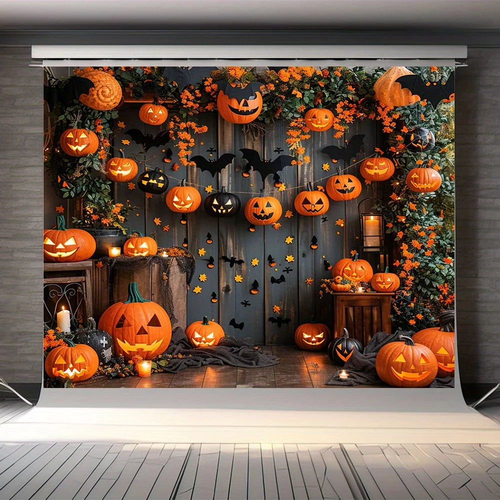 Pumpkin Halloween Backdrop - Autumn Party Banner for Photos & Decor