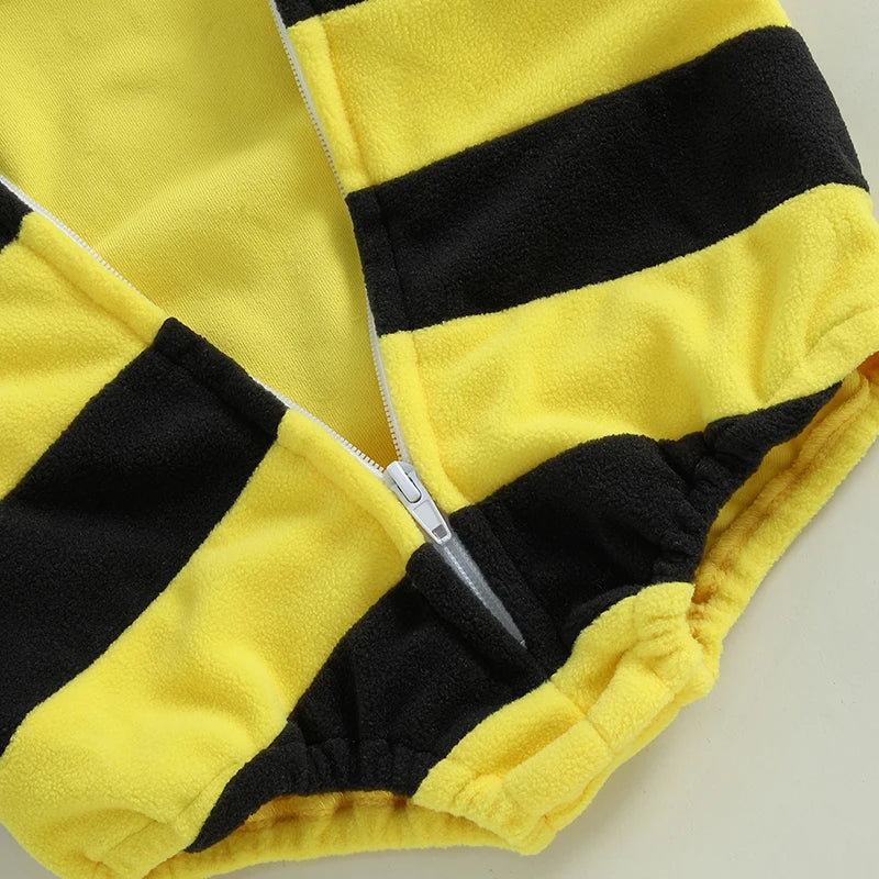 Baby Bee Romper Costume - Hooded Bumblebee Outfit with Long Socks
