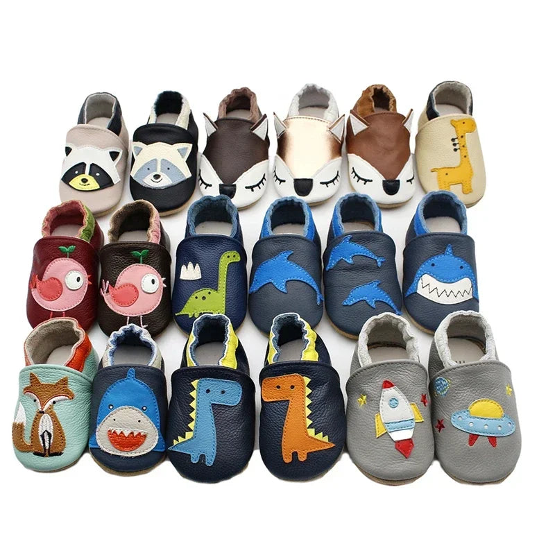 WildStep Leather Baby Moccasins | Animal Soft Sole First Walker Shoes 0-24M