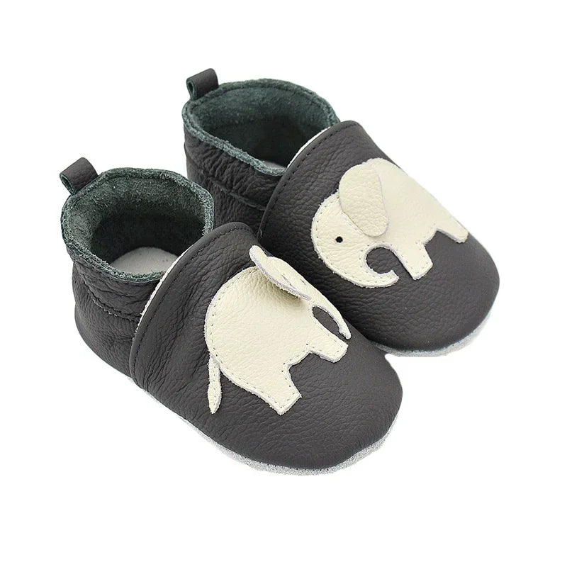 WildStep Leather Baby Moccasins | Animal Soft Sole First Walker Shoes 0-24M