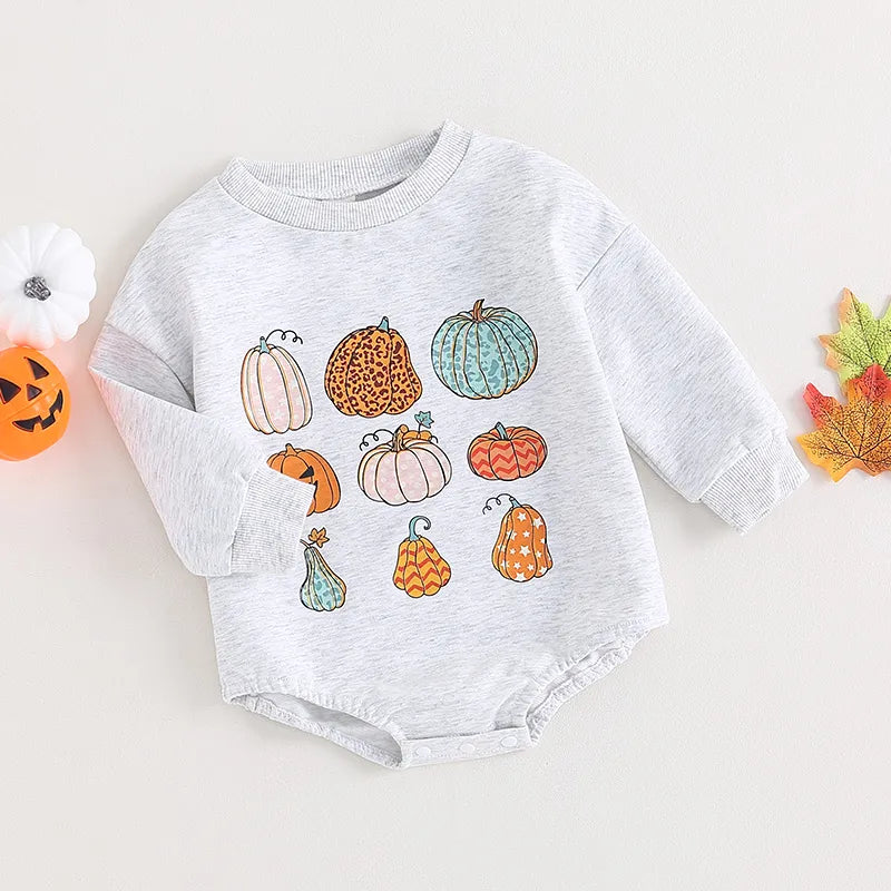 Pumpkin Print Halloween Bodysuit