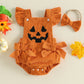 Baby Pumpkin Romper Outfit - Halloween Bodysuit Set with Bow Headband
