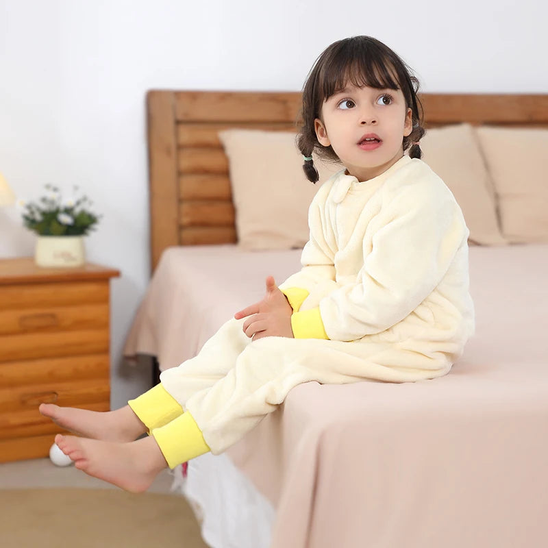 Warm Flannel Kids Sleepsack Pyjamas with Cute Cartoon Animal Prints