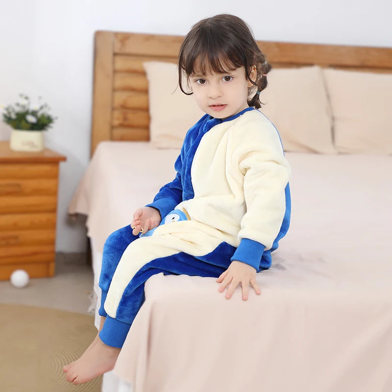 Warm Flannel Kids Sleepsack Pyjamas with Cute Cartoon Animal Prints