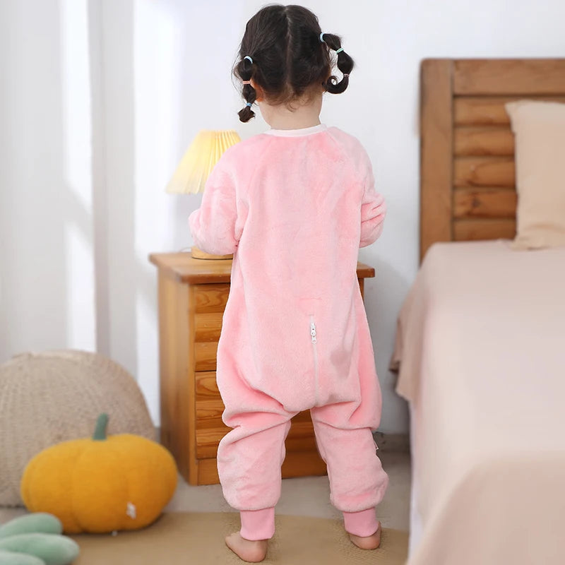 Warm Flannel Kids Sleepsack Pyjamas with Cute Cartoon Animal Prints