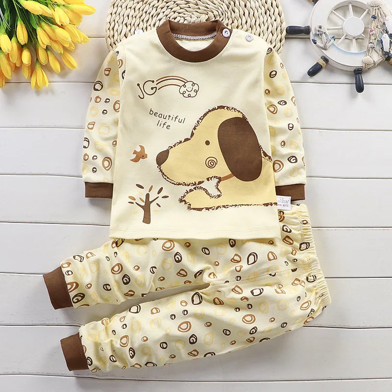 Cute Cartoon Cotton Pyjama Set for Autumn Bedtime & Everyday Lounging