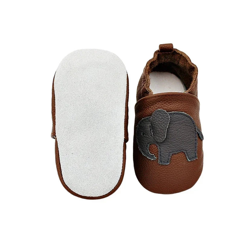 WildStep Leather Baby Moccasins | Animal Soft Sole First Walker Shoes 0-24M