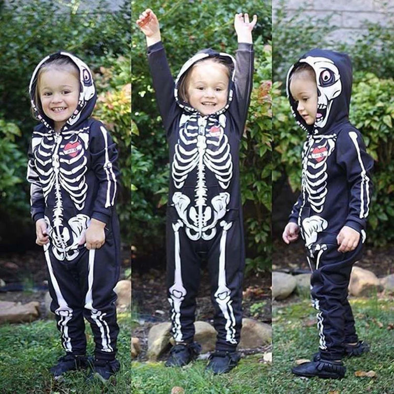 Skeleton Halloween Hooded Jumpsuit