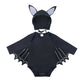 Baby Bat Romper Costume - Black Halloween Jumpsuit with Wing Sleeves