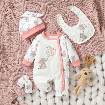 Baby Animal Print Jumpsuit Set 4PCS