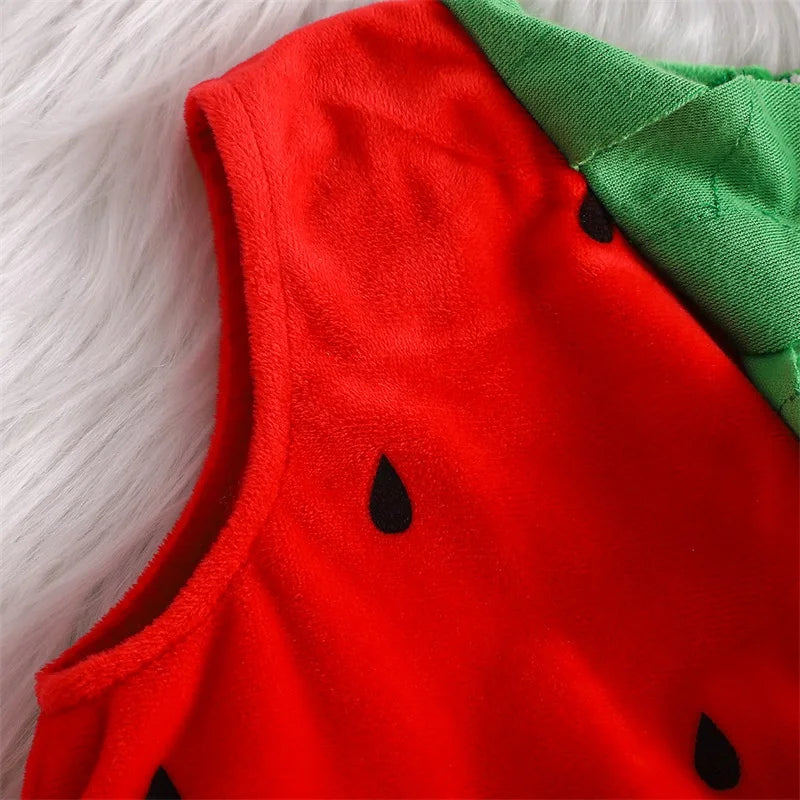 Baby Strawberry Costume - Sleeveless Fruit Romper Outfit with Hat