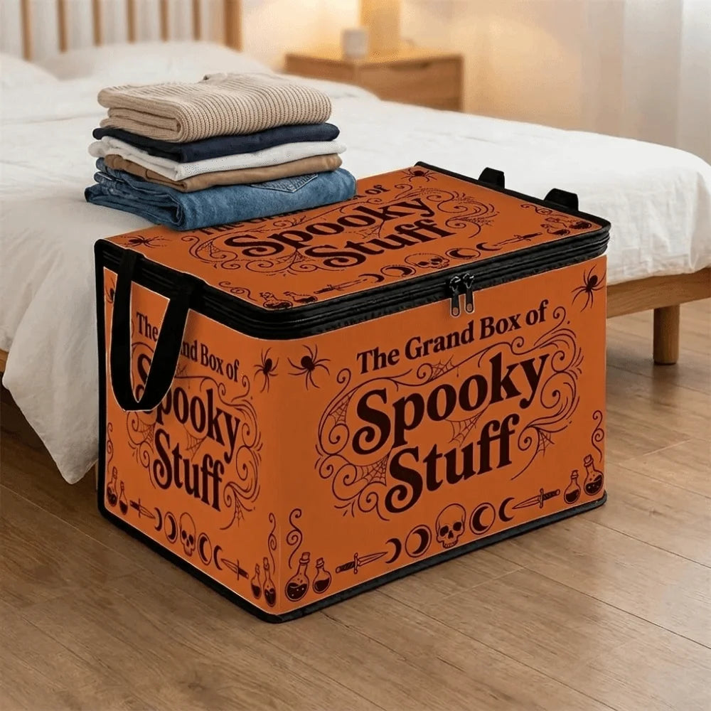 Halloween Storage Box - Spooky Stuff Organiser Bin with Lid