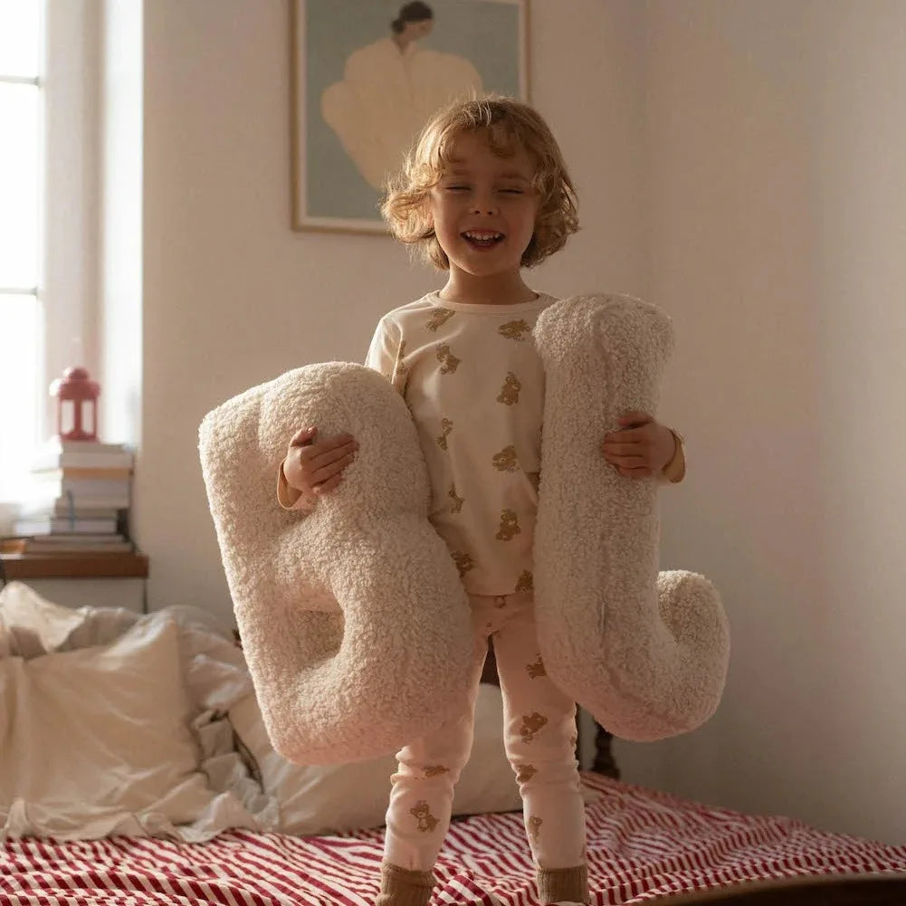 Lambswool Alphabet Pillows – Soft Plush Letter Cushion for Nursery and Playrooms