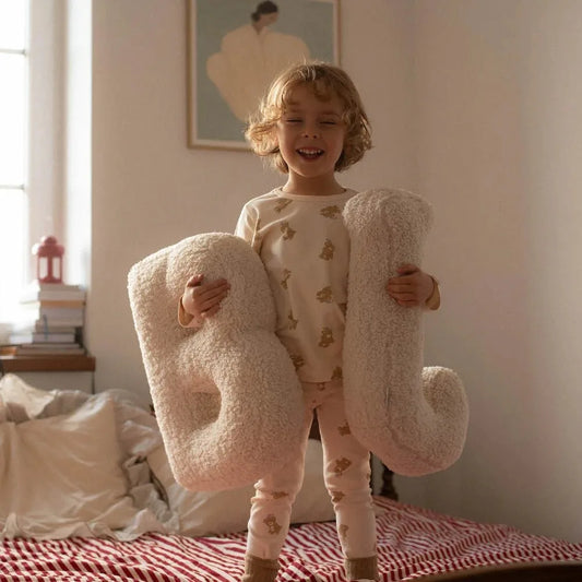 Lambswool Alphabet Pillows – Soft Plush Letter Cushion for Nursery and Playrooms