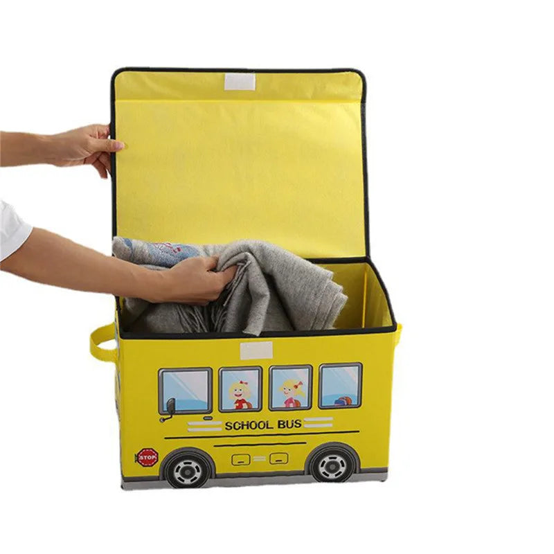 Collapsible School Bus Storage Box – 24L Fabric Organizer