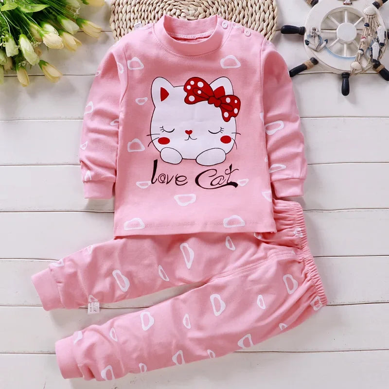 Cute Cartoon Cotton Pyjama Set for Autumn Bedtime & Everyday Lounging