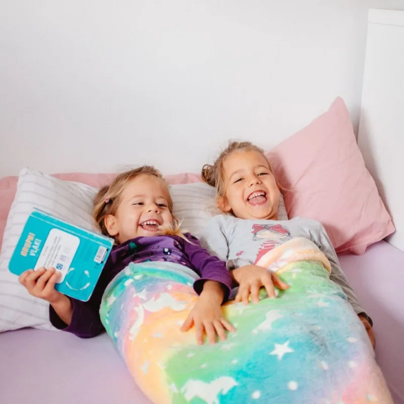 Glow Mermaid Tail Blanket - Soft Wearable Fleece Blanket for Kids