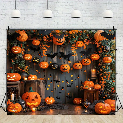 Pumpkin Halloween Backdrop - Autumn Party Banner for Photos & Decor