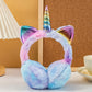 Unicorn Plush Earmuffs with Metallic Ears and Horns for Kids