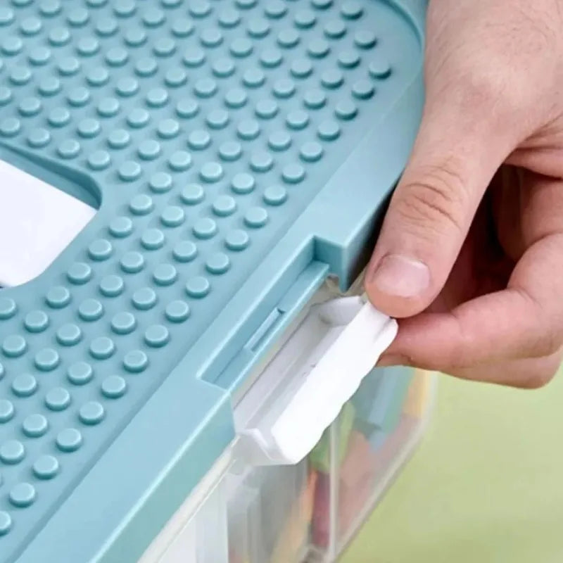 Stackable Kids Building Block Storage Box with 1–3 Layers and Play Lid