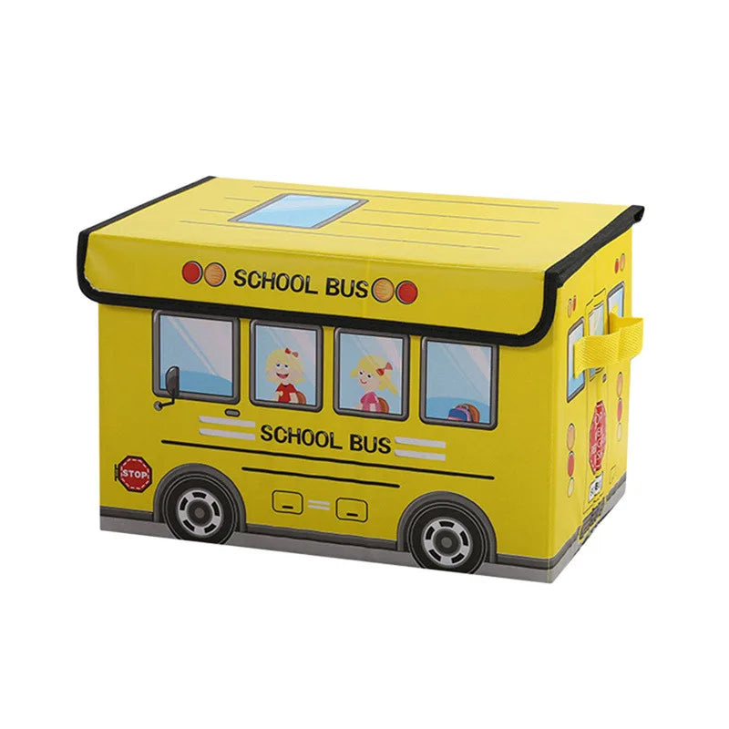Collapsible School Bus Storage Box – 24L Fabric Organizer