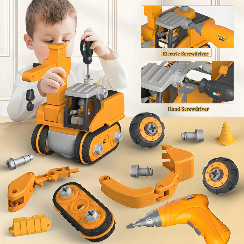 Kids DIY Engineering Vehicle with Electric Drill Toy Set