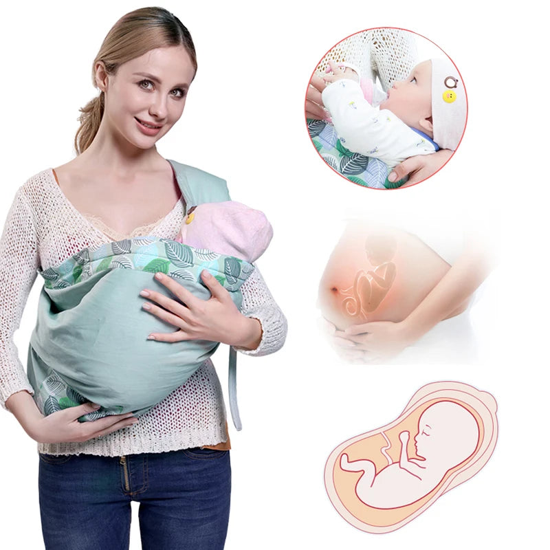 Adjustable Baby Wrap Carrier & Nursing Cover – Soft Breathable Sling (0–36 Months)