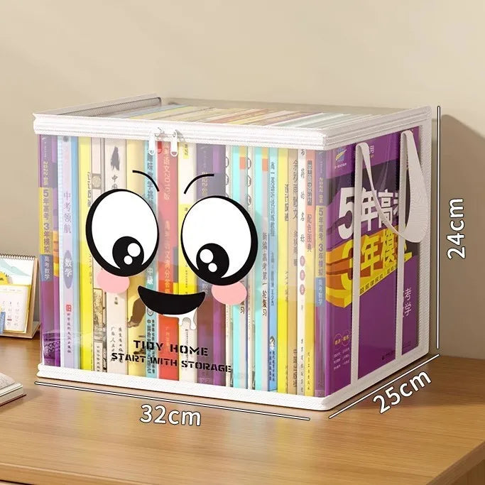 Clear Book Storage Box with Handles