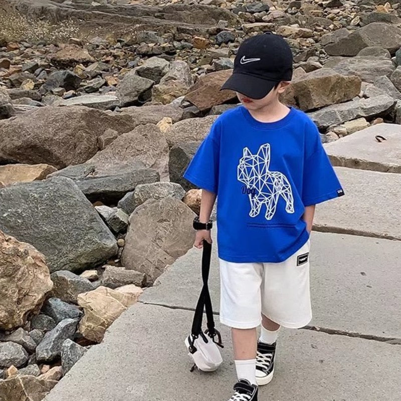 Geometric Bulldog Crew Neck