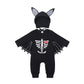 Baby Bat Romper Costume - Black Halloween Jumpsuit with Wing Sleeves
