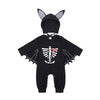 Baby Bat Romper Costume - Black Halloween Jumpsuit with Wing Sleeves