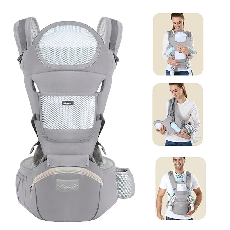 LunaFlex™ 6-in-1 Ergonomic Baby Carrier Backpack – Breathable Mesh Hipseat Infant Carrier (0–36 Months)