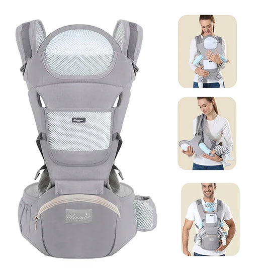 LunaFlex™ 6-in-1 Ergonomic Baby Carrier Backpack – Breathable Mesh Hipseat Infant Carrier (0–36 Months)