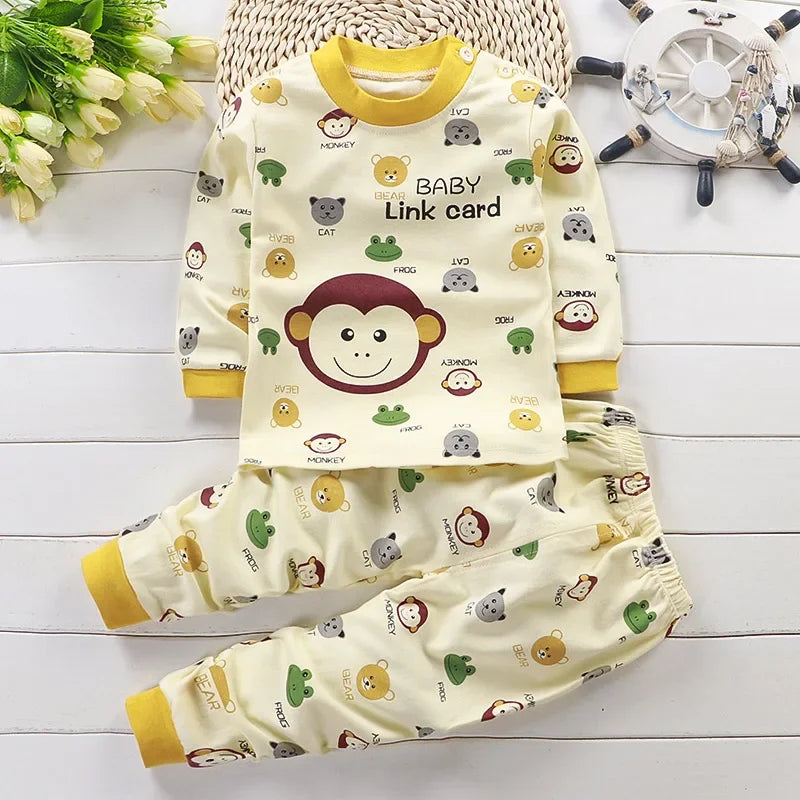 Cute Cartoon Cotton Pyjama Set for Autumn Bedtime & Everyday Lounging
