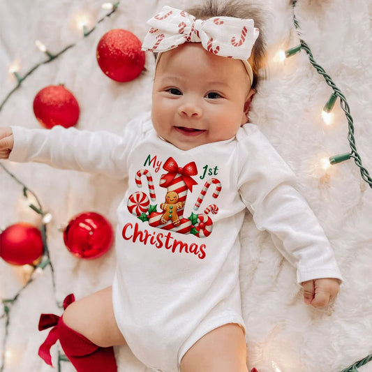 My First Christmas Baby Romper Long Sleeve Outfit