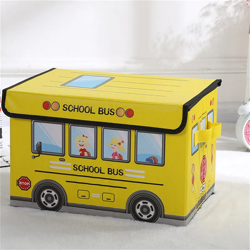Collapsible School Bus Storage Box – 24L Fabric Organizer